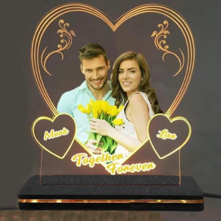 Personalized LED Illusion Heart Lamp With Photo And Name