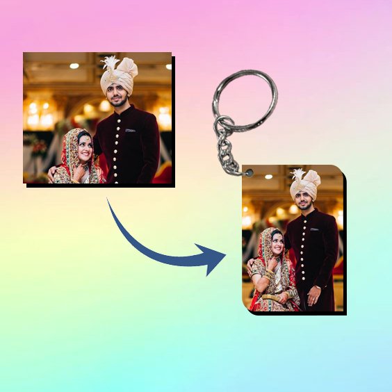 Personalized Photo Keychain Round Rectangular